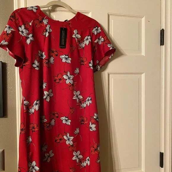 red banana republic dress Linen-Blend Drapey Midi Dress